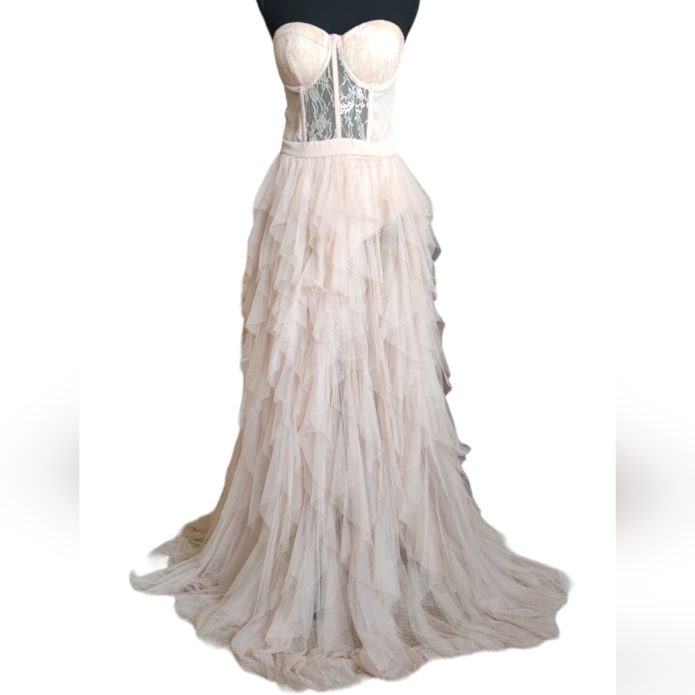 LAUREN Nicole Main Stage Strapless Sheer Tulle Dress NWT Sz.M